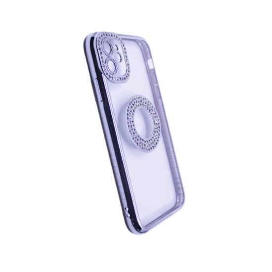 Capa de Silicone Suave com Design de Diamante para Apple iPhone 12 Prata